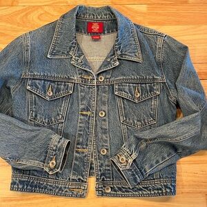 GAP Blue Denim Jacket with heart and words on back